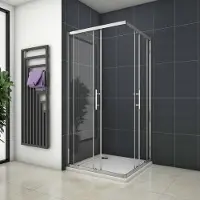 AICA Rechthoekige hoekinstap douchecabine 100x76x195cm,dubbele schuifdeur,6mm nano veiligheidsglas easyclean