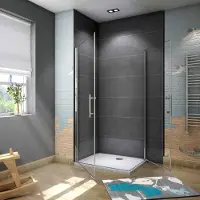 AICA Douchecabine 90x90cm,dubbele draaideur,6mm NANO helder veiligheidsglas,hoogte 195cm