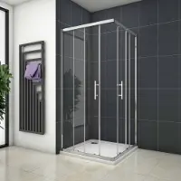 AICA Rechthoekige hoekinstap douchecabine 110x80x195cm,dubbele schuifdeur,6mm nano veiligheidsglas easyclean