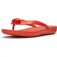 FitFlop iQushion Glanzende Knop Polyurethaan Dames Cherry Tomato Flip-Flops