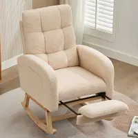 STILVORA Schommelstoel - Teddy Sessel - Ergonomisch en Comfortabel - Voor Woonkamer, Slaapkamer en Kinderkamer - Massief Hout - Beige