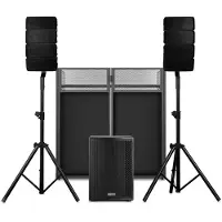 VONYX VX915 DJ setup met line array speakers - PA systeem met standaards en DJ booth - 1400W