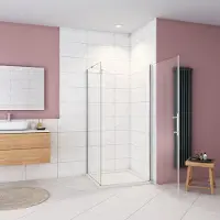 AICA Douchecabine 100x100x195cm,draaideur+zijwand,6mm NANO EasyClean veiligheidsglas,chroomhe