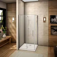 AICA Douchecabine 120x195cm,zijwand70cm,hoek-instap nis douchecabine,scharnieren draaideur,6mm nano veiligheidsglas easyclean antikalk