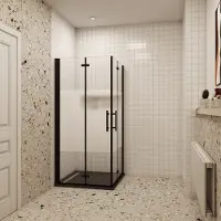 AICA 100x80x195cm douchecabine 6mm NANO veiligheidsglas draaideur met matte folie middelban