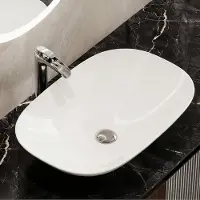HOROW Opzetwastafel - Keramiek - Wit - 60x40x12 cm - Badkamer Wasbak - Wastafel voor Badkamer en Gastentoilet