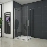 AICA vierkante douchecabine 80x80x195cm,dubbele vouwdeur,hoek instap,6mm veiligheidsglas nano coating