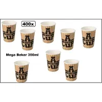 TakeAware 400x Mega Beker karton A Hot Cup 350ml - Koffie thee chocomel soep drank water beker karton