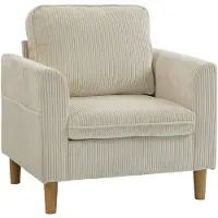 HOMCOM fauteuil - Corduroy - 83 x 74 x 87 cm - Beige