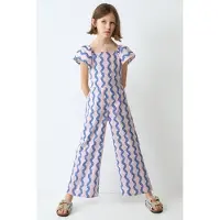 Mango jumpsuit Meisjes Katoen Vierkante hals All over print - maat 152