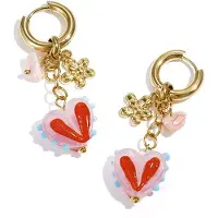 Yehwang Oorringen met kleurrijke hart charms