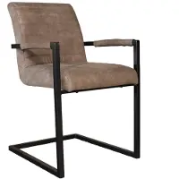 Lizzely Garden & Living SET DEAL: 4 stuks Eetkamerstoel met armleuning grijs microvezel Noor eetstoel zetel