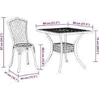 vidaXL Tuinstafel Set 3 pcs Zwart Gegoten Aluminium