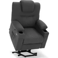 MCombo Elektrische Relaxstoel met Opstahulp, Massage & Verwarming - TV Stoel - Donkergrijs
