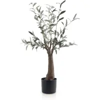Meisterhome Kunst Olijfboom 85 cm – Mediterrane Kunstplant – Realistische Kunstboom met Olijven – Onderhoudsvrij voor Woonkamer & Kantoor