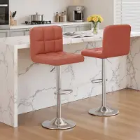 Hawthyhome Barstoelen Set van 2 – In Hoogte Verstelbaar & Draaibaar – Barstoel met Rugleuning – Kunstleer – Met Voetensteun – Keuken Bar Stoelen–Bruin