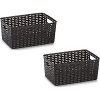 PlasticForte Opbergmand - 8x - Kastmand - rotan kunststof - donkerbruin - 10 Liter - 22 x 33 x 16 cm