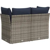 vidaXL Tuinbank 2-zits met kussens poly rattan grijs