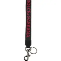Dolce&Gabbana Zwart Rood DG Logo Polyester Zilver Heren Sleutelhanger Sleutelhanger