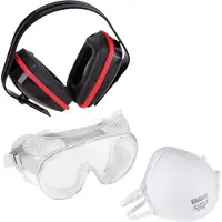 Kreator KRTS60001 Set veiligheidsbril, stofmasker en gehoorbescherming | 3-delig