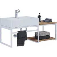 VCM 2-delig wastafelmeubel Badkamermeubelset Wastafel hout metaal industriële stijl Bitila 100 2-delig wastafelmeubel Badkamermeubelset Wastafel hout metaal industriële stijl Bitila 100
