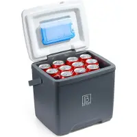 Brisby Koelbox 13 Liter – Grijs – Tot 40 uur isolatie – 2 koelelementen vergrendeld in deksel – Compacte koelbox voor auto en camping – Frigobox