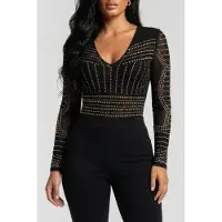 Guess Marciano By Kristal Bodysuit Jet Black Multi Maat: XS | Body’s Outlet | Dames | Zwart