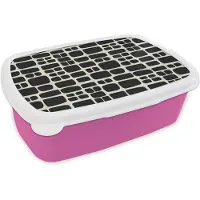 MuchoWow Broodtrommel Roze - Lunchbox Modern - Organisch - Zwart - Brooddoos 18x12x6 cm - Brood lunch box - Broodtrommels voor kinderen en volwassenen