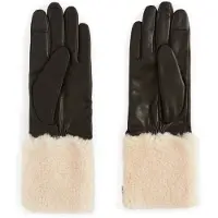 AllSaints Sasha Shearling Glov Black/ecru White Maat: XS | Sjaals Outlet | Dames | Zwart
