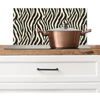 KitchenYeah Spatscherm keuken 60x30 cm - Kookplaat achterwand Zebra - Print - Klassiek - Zwart - Muurbeschermer - Spatwand fornuis - Hoogwaardig aluminium