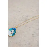 White Stuff Mosaic Tile Drop Necklace Gold Tone Metallic Size: OS | Necklaces Outlet | Dames | Blauw
