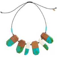 White Stuff Dipped Wooden Necklace Brown Multi Maat: OS | Sieraden Outlet | Heren | Blauw