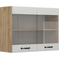 Vicco R-Line Glazen keukenkast – 80 cm Wit Landhuis