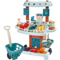 Ecoiffier Stragan Store Supermarkt met Groenten en Fruit Vert Azur + 41 Akc.