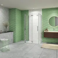 AICA Douchecabine 80x80x80cm vouwdeur (U-vorm) +twee zijwanden ,NANO EasyClean veiligheidsglas,195cm hoog