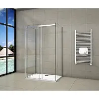 AICA 120x80x80cm,8 mm NANO glazen douchescherm 195 cm schuifdeur met 2 zijpanelen
