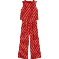 We fashion straight jumpsuit rood Meisjes Viscose Ronde hals All over print - maat 128