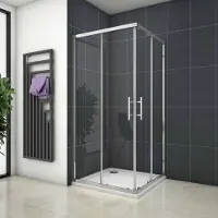 AICA Rechthoekige hoekinstap douchecabine 120x70x195cm,dubbele schuifdeur,6mm nano veiligheidsglas easyclean