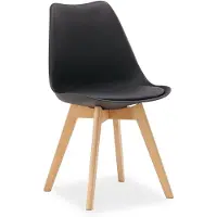 Homestyle4u Eetkamerstoel van Hout en Kunststof - Keukentoel - Zwart
