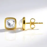Cavill - elegante 925 Sterling zilver oorbellen verguld - 2 22 ct Braziliaanse witte topaas kussen geslepen - klassieke zilveren oorbellen 8 mm
