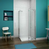 AICA hoek-instap draaideur douchecabine 100x100x195cm,6mm helder nano veiligheidsglas easyclean antikalk