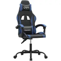 vidaXL Gamestoel draaibaar kunstleer zwart en blauw