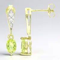 Cavill - 925 Sterling Zilveren Oorbellen - 18K Goud Verguld - Toermalijn 1,58ct Mozambiek - Ovaal Druppelvorm - Zirkonia Accent - Elegant