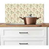 KitchenYeah Spatscherm keuken 90x45 cm - Kookplaat achterwand Ornament - Barok - Goud - Muurbeschermer - Spatwand fornuis - Hoogwaardig aluminium
