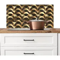 KitchenYeah Spatscherm keuken 80x40 cm - Kookplaat achterwand Schubben - Structuur - Goud - Muurbeschermer - Spatwand fornuis - Hoogwaardig aluminium