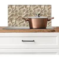 KitchenYeah Spatscherm keuken 70x30 cm - Kookplaat achterwand Waaierstructuren - Beige - Vezeltextuur - Muurbeschermer - Spatwand fornuis - Hoogwaardig aluminium