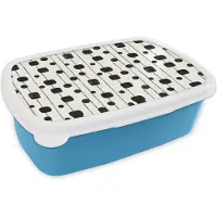 MuchoWow Broodtrommel Blauw - Lunchbox Grafisch - Modern - Zwart - Brooddoos 18x12x6 cm - Brood lunch box - Broodtrommels voor kinderen en volwassenen