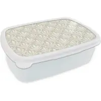 MuchoWow Broodtrommel Wit - Lunchbox Barok - Patroon - Beige - Brooddoos 18x12x6 cm - Brood lunch box - Broodtrommels voor kinderen en volwassenen