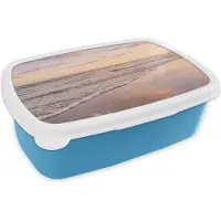 MuchoWow Broodtrommel Blauw - Lunchbox Strand - Branding - Wolken - Brooddoos 18x12x6 cm - Brood lunch box - Broodtrommels voor kinderen en volwassenen