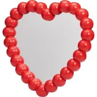 Home & Styling kinder wandspiegel - Heart - 28 x 27 cm - kunststof/glas - rood rand - kinderkamer